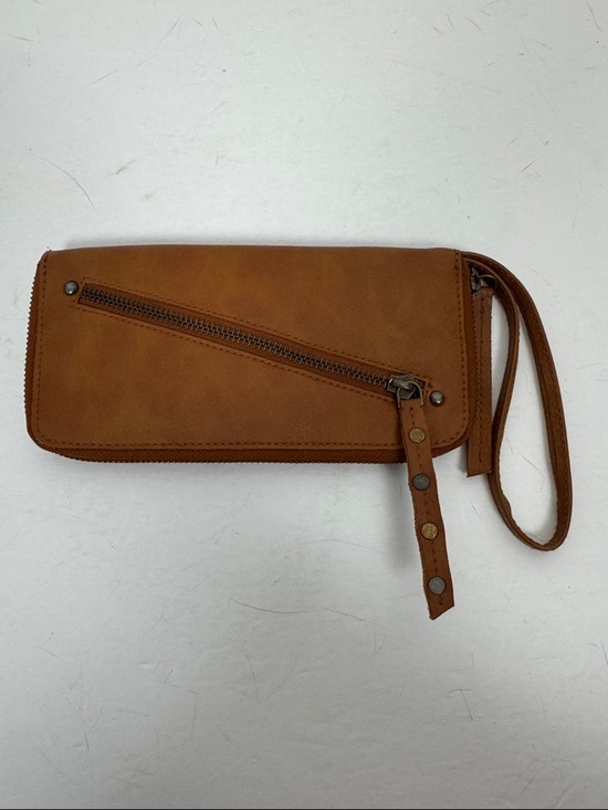 Free People Brown Vegan Leather Wristlet Wallet Zip Around Clutch Boho - Picture 4 of 9